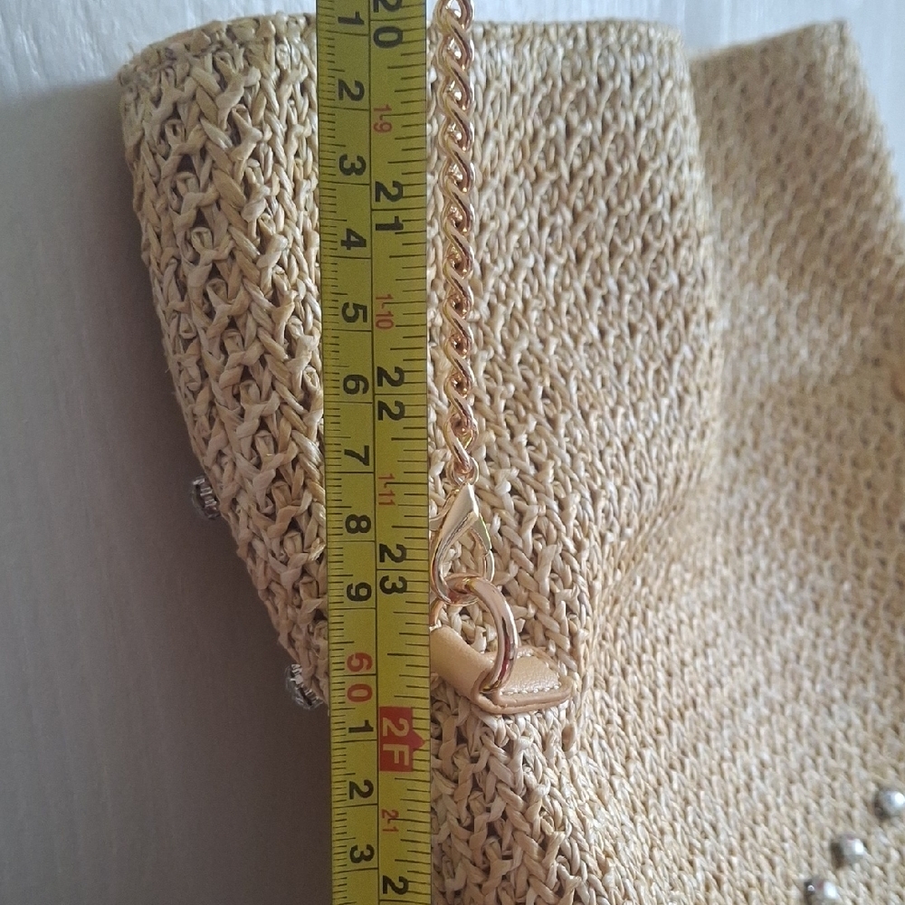 Urban Outfitters Beige Woven Shoulder Bag with Rhinestone Trim - Picture 5 of 6